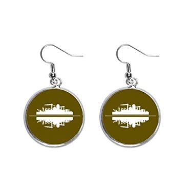 Imagem de Brincos femininos com reflexão econômica, paisagem urbana, placas arquitetônicas, orelha pendurada, prata