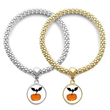 Imagem de DIYthinker Bat Pumpkin Halloween Hallowmas Lover Pulseira bracelete pingente joias corrente presente para casal