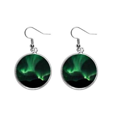 Imagem de Brinco de prata com pingente de céu noturno verde joia feminina