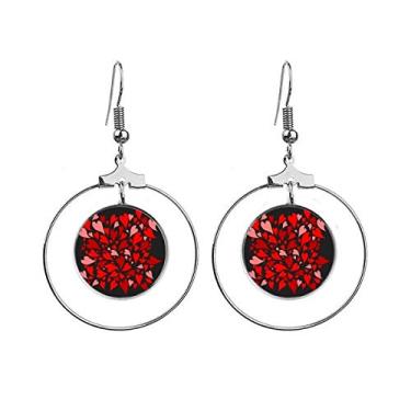 Imagem de Brincos de argola pendentes para dia dos namorados, preto, vermelho, rosa, corações
