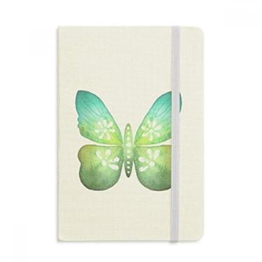 Imagem de Caderno de borboletas de folha verde com estampa floral, capa dura em tecido oficial