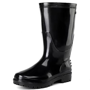 Imagem de Botas de chuva impermeáveis para homens botas de borracha masculinas botas de chuva botas de jardim conforto leve botas de chuva cano médio botas de chuva sapatos de chuva, preto, pé G: 260 mm