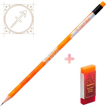 Imagem de Kit de lápis preto grafite e Borracha Tris Signo Sagitário