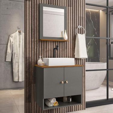 Imagem de Gabinete Banheiro Deli Torino Bco Torneira Valv Click Black