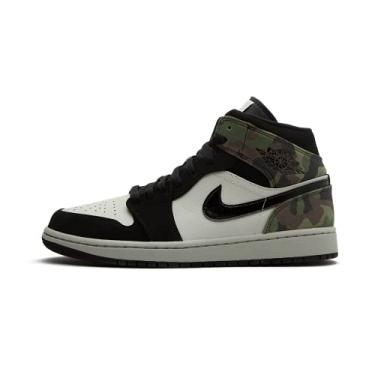 Imagem de T nis masculino Jordan Nike Air 1 Mid Camo CW5490-001, Preto/branco-camuflado, 8.5