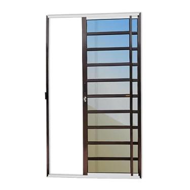 Imagem de Porta de Correr com Travessas 2 Folhas Super Vidro Reflex 210cm x 120cm Brimak Mix Corten