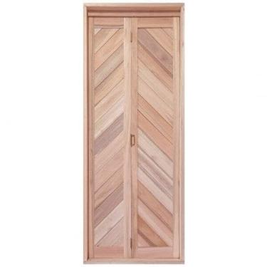 Imagem de Porta de Madeira Camarão 213x94cm com Lambris e Marco Batente 14cm Ewk P27 Rondosul Natural