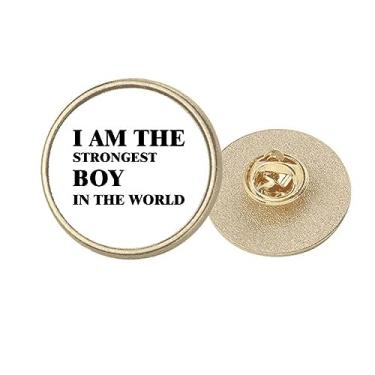 Imagem de I AmThe Strongest Boy Art Deco Fashion Round Metal Golden Pin Broche Clip, Medium, não aplicar