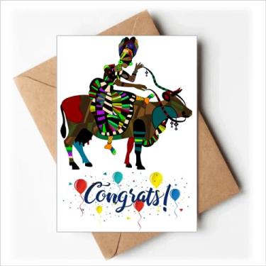 Imagem de Cow Ride China Minority Dressing Totem Cartões de Casamento Parabéns Envelopes de Saudação