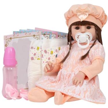 Imagem de Boneca Reborn Realista Menina 100% Vinil Siliconado 13 Itens