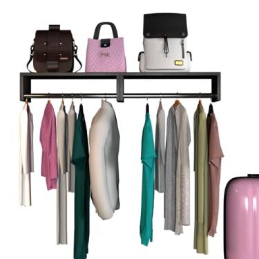 Imagem de ArtMovelar - Cabideiro com Tampo - Kit com 1 Tampo e 1 Tubo para Cabideiro de Parede - Cabide de Parede em Madeira MDF, Organizadores de Roupas para Parede e Guarda-Roupas - Preto, 50x25x12