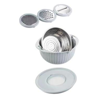 Imagem de Gralara Coador com Tigela de Mistura Conjunto Lavadora Multi Uso com Ralador Cozinha Coador Tigela Conjunto para Feijão Uvas Cevada, azul, Tamanho real