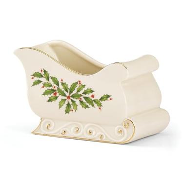 Imagem de Lenox 886160 Prato de doces de trenó de férias, 19 cm C x 10 cm, 12 cm A, Hospedagem de Natal