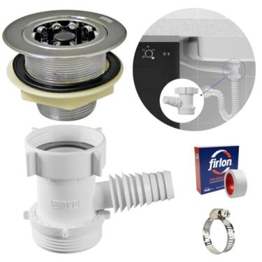 Imagem de Adaptador Para Máquina de Lavar Louça + Válvula Americana + Abraçadeira 1" + Fita Veda Rosca