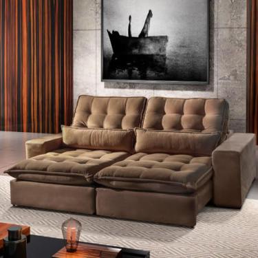 Imagem de Sofá 4 Lugares Retrátil e Reclinável Bruna 2,50m Veludo - Móveis Mix