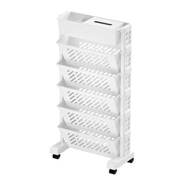Imagem de Estante Móvel, Estante Giratória De Grande Capacidade Com Prateleiras Plásticas Removíveis, Prateleira Prática Do Organizador Do Armazenamento Do Rolamento(Elegant White (6 layers))
