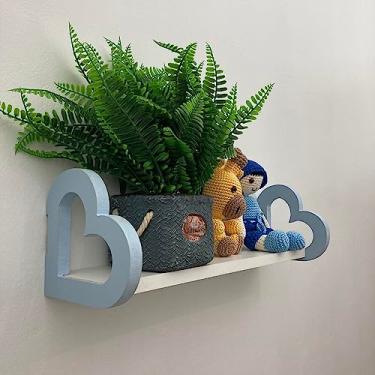 Imagem de Prateleira coração colorida decoração quarto infantil 60cm Cor:Azul