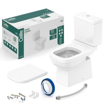 Imagem de Kit Vaso Sanitário Com Caixa Acoplada E Assento Soft Close Elite Celite Branco
