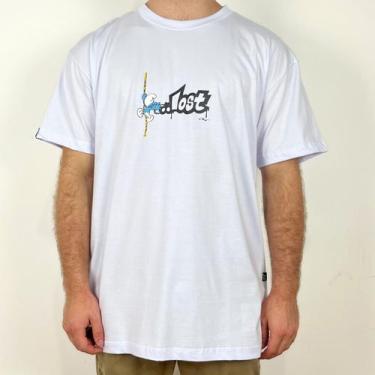 Imagem de Camiseta Lost Smurfs Box Fit Pixador Branco - Masculina