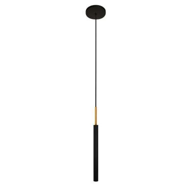 Imagem de Luminária Teto Tubo Pendente Cama Quarto Preto Dourado 40Cm