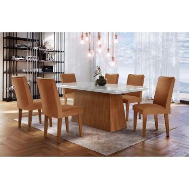 Imagem de Sala de Jantar Completa com 6 Cadeiras 1,80x0,90m - Lunara - Móveis Rufato