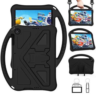 Imagem de QYiiD Capa infantil para Lenovo Tab K10 10,3" 2022/M10 FHD Plus 2ª geração 2020, leve e à prova de choque com alça conversível e alça de ombro, preta