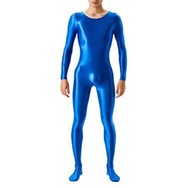 Imagem de Bodystocking masculino lingerie sexy malha bodysuit anexado meias collants babydoll roupa interior Roupa de dormir desatado Camisola Bata Trajes Urso de para sem alta C47-Azul Medium
