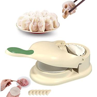 Imagem de Máquina de fazer bolinhos 2 em 1, prensa de bolinhos de massa, molde manual para fazer bolinhos, ferramentas multifuncionais para fazer bolinhos e ravioli (bege)