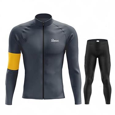 Imagem de Conjunto de camisa de ciclismo inverno masculino lã térmica MTB roupas de bicicleta quentes roupas de bicicleta equipe outono esportes ao ar livre, cinza, 2