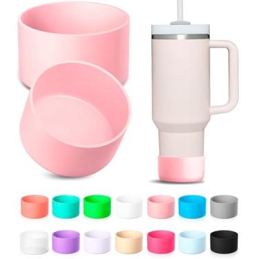 Imagem de KTKUDY Bota de silicone de 2 peças para copo Stanley Quencher H2.0 850 g 1,134 g e IceFlow 590 ml e destinado a garrafa de água Hydro Flask 340-680 g - Acessórios para copo Stanley Cup, rosa