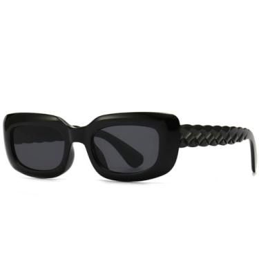 Imagem de Ã“culos de sol retângulo pequeno feminino, retrô, quadrado, preto, tendências, moda, viagem, vintage, óculos de sol masculino uv400, c2, tamanho único