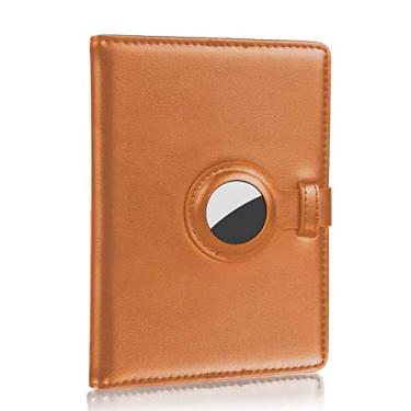 Imagem de Conjunto de porta-passaporte Airtag e porta-cartão de vacina com AirTag capa para passaporte carteira de viagem para homens e mulheres, Marrom, 21.5*14cm, genérico