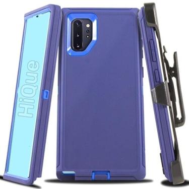Imagem de Capa de borracha para Samsung Galaxy Note 10 Plus/10+ (6,8 polegadas), [SEM protetor de tela][clipe para cinto][proteção contra quedas] Capa rígida híbrida de TPU resistente e resistente para Galaxy Note 10 Plus - Azul