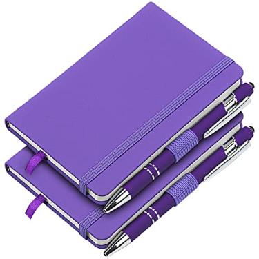 Imagem de Caderno de bolso forrado com caneta, caderno de capa dura A6, mini bloco de notas de 100 g/m² (Preto)