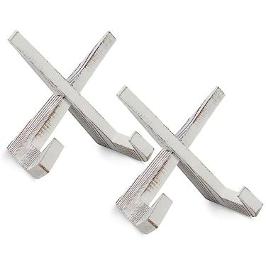 Imagem de Pacote com 2 suportes de livro de receitas de madeira de 18,3 cm, suporte de livro de receitas para balcão de cozinha, suporte de placa de cavalete de mesa, suporte de porta-retratos para leitura de