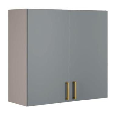 Imagem de Armário Aéreo 2 Portas 80cm 100% Mdf Dobradiças Slow Motion Essence Fendi/gris