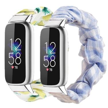 Imagem de 2 unidades compatíveis com pulseiras Fitbit Luxe para mulheres, meninas, tecido macio, estampado, pulseiras elásticas para Fitbit Luxe Fitness Tracker (cor C)