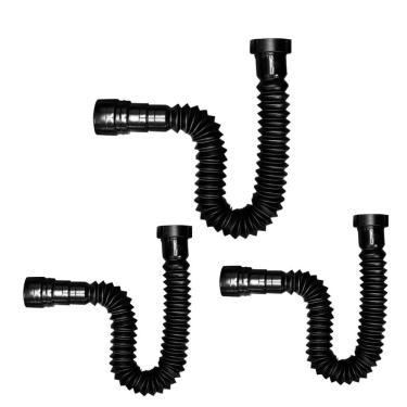 Imagem de Kit 3 Sifão Sanfonado Flex Preto Black Pia Banheiro Cozinha