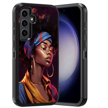 Imagem de ERWYTYIOI Capa protetora para Samsung Galaxy S23 FE, 3 camadas, de grau militar, antiarranhões, à prova de choque, elegante para Samsung Galaxy S23 FE 5G (2023), mulheres afro-americanas