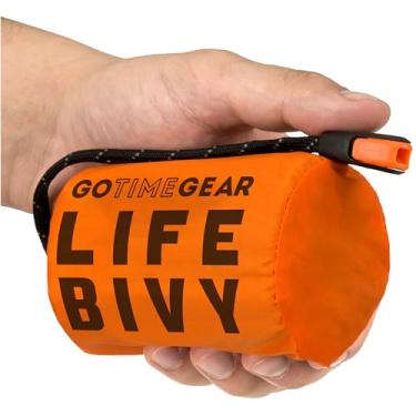 Imagem de Go Time Gear Saco Life Bivy – 1 pacote, laranja – Saco de dormir leve de emergência e saco tático Bivy para abrigo de emergência portátil, cobertor térmico e kit de sobrevivência