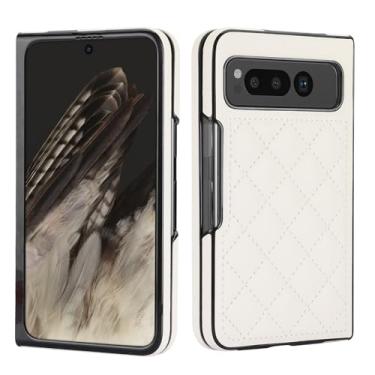 Imagem de Capa para celular Google Pixel Fold, couro macio com padrão de luxo, antichoque, fina, estilo moderno (branca)