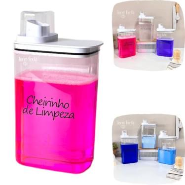 Imagem de Pote Hermético Copo Medidor Porta Sabão Em Pó Líquido Amaciante 2,3L Lavanderia (Cheirinho De Limpeza)