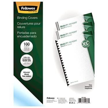 Imagem de Fellowes Capas para apresentação de encadernação 52089, 8 mm, carta, pacote com 100, transparente