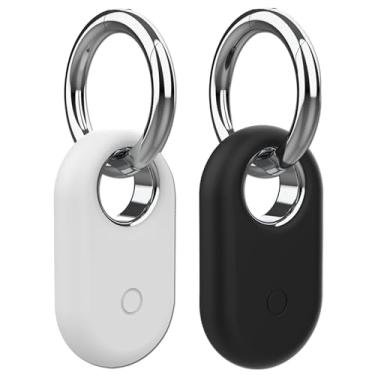 Imagem de Rzttwl Pacote com 2 capas compatíveis com Samsung Galaxy SmartTag 2, rastreador GPS de silicone para Samsung Tag 2 com chaveiro, capa protetora anti-perda Tag2 para chaves (preto, branco)