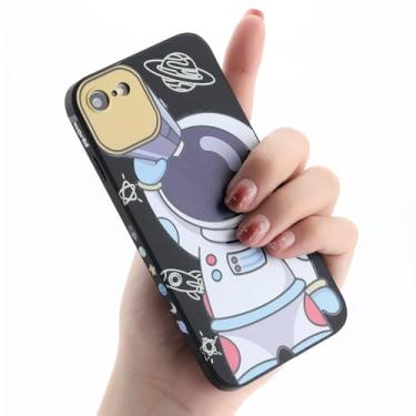 Imagem de Yonds Queen Capa para iPhone SE 2022 (3ª geração) iPhone 7/8 /SE2 (2020), desenho animado bonito astronauta espaço design legal capa protetora à prova de choque TPU macio (telescópio preto, iPhone