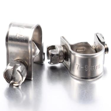 Imagem de Heymaillc 15 braçadeiras de mangueira de aço inoxidável de 7 a 9 mm mini braçadeira de mangueira de injeção de combustível ajustável para automóvel, tubo de gasolina diesel
