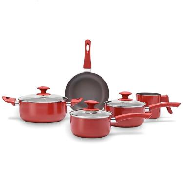 Imagem de Conjunto Jogo de Panelas Antiaderente Ceramic Life Antares Vermelho C/5 Peças