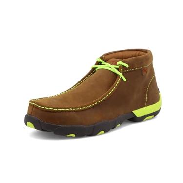 Imagem de Twisted X Mocassim masculino Steel Toe Chukka Driving Moc – Sapato de couro feito à mão com sola antiderrapante – Botas confortáveis, duráveis e elegantes com cadarço, Sela envelhecida e amarela, 41