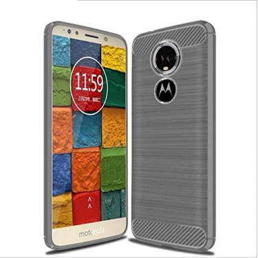 Imagem de Capa para Moto E5 Plus, capa de material de fibra de carbono, macia, antiderrapante macia, anti-impressões digitais, capa totalmente protetora para Moto E5 Plus