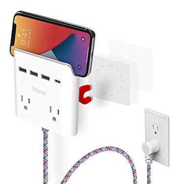 Imagem de iHome Carregador de parede Power Reach – Cabo verde/rosa